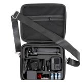 Hard Case for GoPro Hero 13/12/11/10/9/8/7/2018/6/5 Black/4 Silvery Action Camera, Accessories Carrying Storage Shoulder Bag With Strap for DJI Osmo Action 5/4/3 Insta360 Ace Pro
