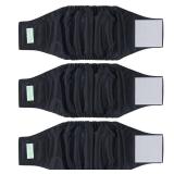 Washable Male Dog Belly Wrap - Pack of 3 - (Black, Black, Black, Large)