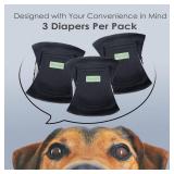 Washable Male Dog Belly Wrap - Pack of 3 - (Black, Black, Black, Large)