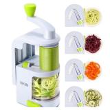 Spiralizer Vegetable Slicer (4-in-1 Rotating Blades) Heavy Duty Veggie Spiralizer with Strong Suction Cup, Zucchini Spiral Noodle/Zoodle/Spaghetti/Pasta Maker (Recipe Book and Cleaning Brush)