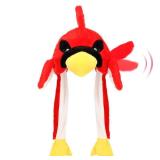 Bubblepompom Cardinal Hat with Ears Moving Jumping Pop Up Beating Hat Plush Farm Animal Holiday Cosplay Dress Up Funny Party Gift for Kids Boys Girls, Red, 22