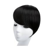 SARLA Side Hair Bangs Clip in Off Black One Piece Straight Synthetic Bangs Extension for Women