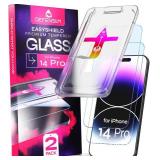 Defenslim Screen Protector for iPhone 14 Pro (2Pack), Easy Auto-Align Install Kit, 6.1" Tempered Glass, 9H Hardness, Ultra HD Clear, Case Friendly, EasyShield