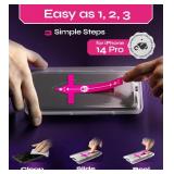Defenslim Screen Protector for iPhone 14 Pro (2Pack), Easy Auto-Align Install Kit, 6.1" Tempered Glass, 9H Hardness, Ultra HD Clear, Case Friendly, EasyShield
