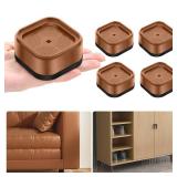 shouwuhho 4 Pack Furniture Risers Adjustable Bed Risers Heavy Duty Lifts Height 1", Square Stackable Bed Risers 1, 2 or 3 Inch for Desk Leg Table Couch Sofa Chair Bed Frame Legs Dorm, Brown