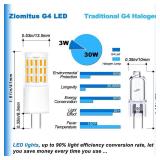 Ziomitus G4 3W LED Landscape Light Bulbs 12V-24V Warm White 2700K, 20W-30W T3 Halogen Replacement, Low Voltage G4 T3 JC Bi-pin Bulb for RV Boat Yacht Courtyard Path, No Flicker, 330 LM (10Pack)