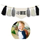 Highchair Banner 1st Birthday - First Year Sports Ball Birthday Banner, Tassels Birthday Decorations for First Birthday Party, Anniversary, Baby Shower, Photo Booth Props