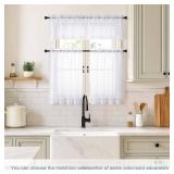 Ebesto White Sheer Curtains Tier 36 Inches Length 2 Panels Set, Light Filtering Lightweight Soft Window Treatments Drapes, Cute Elegant Cafe Curtains for Nursery, Dual Rod Pocket, 2x42Wx36L Inches