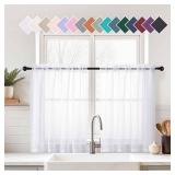 Ebesto White Sheer Curtains Tier 36 Inches Length 2 Panels Set, Light Filtering Lightweight Soft Window Treatments Drapes, Cute Elegant Cafe Curtains for Nursery, Dual Rod Pocket, 2x42Wx36L Inches