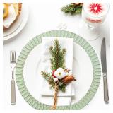 Omuriko Green Charger Plates Set of 12, 13" Plastic Chargers for Dinner Plates, Thanksgiving, Christmas Party Banquet Serveware Supplies