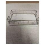 Wican Marble Guest Towel Holder Tray for Bathroom, Napkins Holder for Powder Room Dinning Table Wooden Basket for Disposable Paper Hand Towels Silvery and Marble White