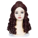 Wiggy Mermaid Brown Princess Wig with Bun Long Curly Wig + Cap for Halloween Costume Cosplay