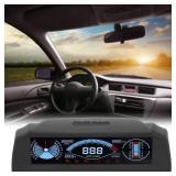 Intelligent HUD Display, Inclinometer, OBD HUD Multifunctional LCD Color Screen OBD Speed Voltage Showing Universal for Automobile