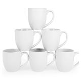 BYCNZB 16oz Coffee Mugs Set of 6, Large Ceramic Modern Coffee Mugs With Handle For Tea,Latte,Cappuccino,Cocoa. Dishwasher.Microwave Safe (Matte White)