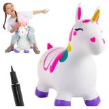 JOYIN Bouncy Unicorn Horse, Kids Ride On Bouncer, Toddler Girl Bouncing Animal Hopper, Inflatable Hopping Toy for Birthday Gift, 18 Months 2 3 4 5 Year Old Kids Toddlers Boys Girls