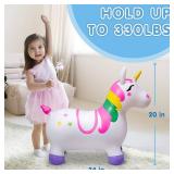 JOYIN Bouncy Unicorn Horse, Kids Ride On Bouncer, Toddler Girl Bouncing Animal Hopper, Inflatable Hopping Toy for Birthday Gift, 18 Months 2 3 4 5 Year Old Kids Toddlers Boys Girls