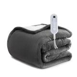 Sheet&Joy Heated Blanket Electric Grey Throw - 50"x60" Heating Blanket Throw 1/2/4/6/8 Hours Auto-Off 8 Heat Level Over-Heat Protection Flannel Sherpa Electric ETL Certification