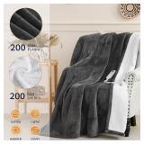 Sheet&Joy Heated Blanket Electric Grey Throw - 50"x60" Heating Blanket Throw 1/2/4/6/8 Hours Auto-Off 8 Heat Level Over-Heat Protection Flannel Sherpa Electric ETL Certification