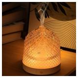 Lecdura Glass Essential Oil Diffuser, 200ml Ultrasonic Aroma Diffusers with Glass Reservoir Dome & White Plastic Base Lock Color Auto-Off Timer 7 Color Light for Home Office Bedroom Yoga