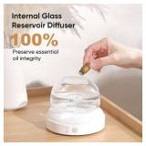 Lecdura Glass Essential Oil Diffuser, 200ml Ultrasonic Aroma Diffusers with Glass Reservoir Dome & White Plastic Base Lock Color Auto-Off Timer 7 Color Light for Home Office Bedroom Yoga