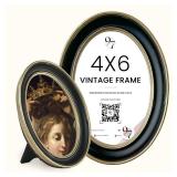 97 Decor Black And Gold Vintage Picture Frames 4x6 - Vintage Oval Picture Frame 4x6, Elegant 4 X 6 Antique Frame With Glass Front For Photo Display Tabletop And Wall Mounting