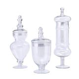 Stella Baic Set of 3 Iridescent Apothecary Jars with Lids, Glass Candy Jars for Candy Buffet, Decorative Jars for Display, Party and Wedding