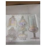 Stella Baic Set of 3 Iridescent Apothecary Jars with Lids, Glass Candy Jars for Candy Buffet, Decorative Jars for Display, Party and Wedding