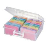 novelinks Transparent 4" x 6" Photo Cases and Clear Craft Keeper with Handle, 16 Inner Photo Organizers & Photo Storage Box, Plastic Photo Storage Containers (Clear)