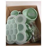 16 Pack Silicone Baby Feeding Set, BPA-Free Baby LED Weaning Supplies, Include Suction Plates, Baby Bowls, Silicone Fork & Spoon, and More, First Stage Baby Food Eating Utensils - 6+ Months(Green, 16)