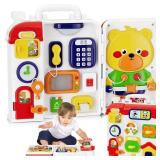Montessori Toys for 1 Year Old Boy Girl, Musical Montessori Busy Board for 12-18 Month Age, Educational Montessori Toy for Toddlers 1-3, Birthday Gift for 1+ Year Old Boy Girl