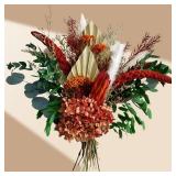 Natural Dried Flower Bouquet - Boho Pampas Grass & Eucalyptus Decor, Preserved Plants Bundle for Vases, Rustic Floral Arrangements for Home Wedding Table Centerpiece Decorations