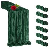 6 Pack Emerald Green Cheesecloth Table Runner 35 x 120 inch Boho Rustic Gauze Table Runner 10 FT Long, Semi Sheer Cheese Cloth Runner for Wedding Party Banquet Baby Shower Birthday Decoration