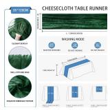 6 Pack Emerald Green Cheesecloth Table Runner 35 x 120 inch Boho Rustic Gauze Table Runner 10 FT Long, Semi Sheer Cheese Cloth Runner for Wedding Party Banquet Baby Shower Birthday Decoration