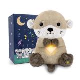 BRICHOEE Breathing Stuffed Animal, Soothing Otter Stuffed Animal with Breathing Motion, Calming Sound and Light for Baby Sleep Companion Portable Plush Toy Gifts for Kids Adults Newborns