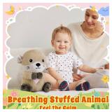 BRICHOEE Breathing Stuffed Animal, Soothing Otter Stuffed Animal with Breathing Motion, Calming Sound and Light for Baby Sleep Companion Portable Plush Toy Gifts for Kids Adults Newborns