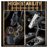 Phone Holders for Your Car, 2 in 1 Universal Cup Holder Expander Adjustable Base with Phone Mount, Long Arm with 360Â°Rotation Cup Holder Phones Mount for Car Compatible with All Smartphones
