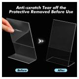 Sanwuta 2 Pcs 4 x 6 Inch Acrylic Sign Holder, Slant Sign Display Stand, Transparent Flyer Holder Frame Plastic Document Display for Workers Teachers Office Home Menu Desktop