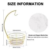 Livabber Countertop Fruit Basket Bowl with Banana Hanger, Modern Standing Fruit Vegetable Bowl Storage, with Banana Tree Holder for Kitchen Dinning Table (Round Marble, Gold)