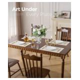 Leetaltree Beige White Placemats Set of 6 - Heat Resistant Non-Slip Place mats for Dining Table, Washable Durable PVC Vinyl Woven Table Mats(Beige White, 6)