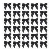7Rainbows 50pcs Boutique 1.5" Black Satin Ribbon Mini Bows for Craft Sewing Scrapbooking Wedding and Gift Wrapping