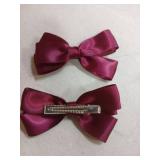 DEEKA Burgundy Bow Headband & 2 Pcs Satin 4 Inch Hair Bows Set Uniform Hair Accessories Hair Band for Little Toddler School Girls -Burgundy