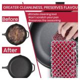 Cast Iron Scrubber Chainmail - 316L Cast Iron Cleaner Scrubber and Bamboo Cloth Set - Chain Mail Scrubber - Stainless Steel Chainmail Scrubber for Skillet, Pan, Dutch Oven - Essential Accessory