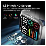 Smart Watch with Alexa Built-in, 1.83" HD Touchscreen Fitness Tracker with Bluetooth Calling, Fitness Watch with Heart Rate/Sleep Monitor/120+ Sports, IP68 Waterproof Smartwatch for Android iOS, Gray