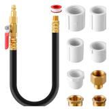 Hohean Winterize Sprinkler Blowout Adapter Kit with Shut Off Valve, 12" Hose RV Winterize Kit with Air Compressor Quick Connect for Irrigation System & RV, Includes 1/4" to 1" NPT MNPT & FNPT Thread