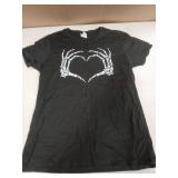 Skeleton Hands Heart Sign Retro T-Shirt Women