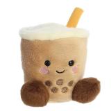 Aurora Adorable Palm Pals Milky Tea Boba Stuffed Animal - Fun Collectible Plush for Kids and Adult Collectors - Perfect for Decorating Rooms and Birthday Gifts - Brown 4 Inches