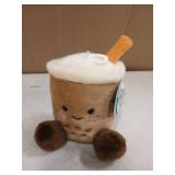 Aurora Adorable Palm Pals Milky Tea Boba Stuffed Animal - Fun Collectible Plush for Kids and Adult Collectors - Perfect for Decorating Rooms and Birthday Gifts - Brown 4 Inches