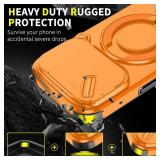 Anlalish Compatible with iPhone 17 Pro Case with Stand, Heavy Duty Shockproof Phone Case for iPhone 17 Pro with Camera Cover (Orange)