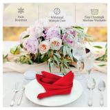PLOYMONO Red Heavy Duty Cloth Napkins - 17 x 17 Inch Solid Washable Polyester Dinner Napkins - Set of 8 Napkins with Hemmed Edges - Great for Weddings, Parties, Banquets Dinner & More