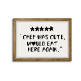 Chef Was Cute Would Eat Here Again - Trendy Kitchen Art, Funny Quotes Wall Art, Guest Check Print, Quirky Home Decor, Framed Kitchen Wall Decor